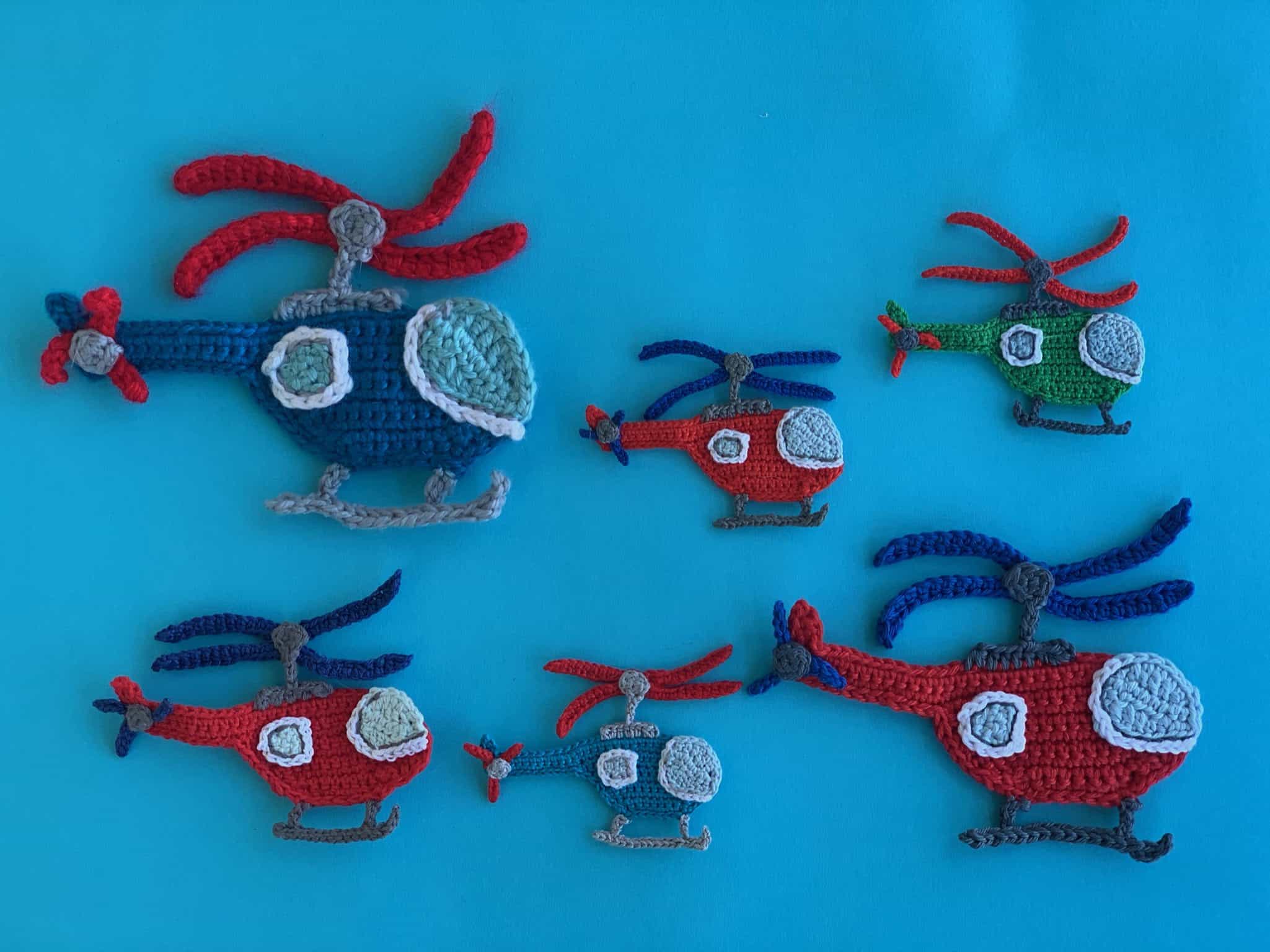 Finished crochet helicopter 2 ply group landscape