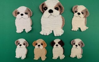 Finished crochet Shih Tzu 2 ply group landscape