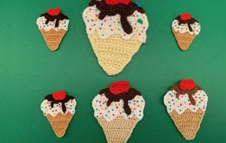 Finished crochet ice cream 2 ply group landscape