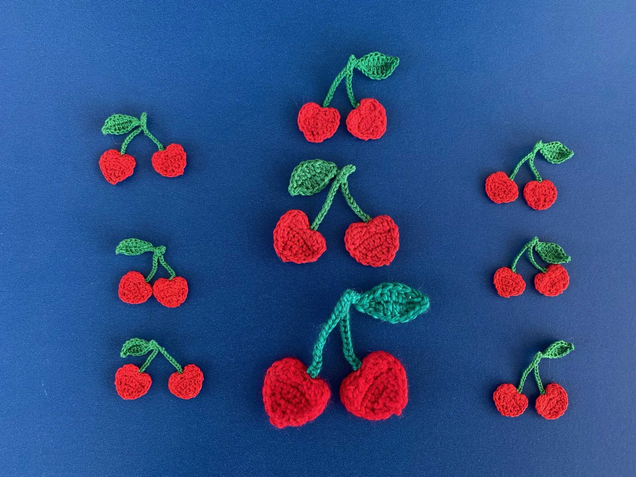 Finished crochet cherry 2 ply group landscape