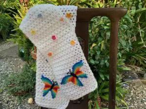 Finished crochet butterfly scarf pattern