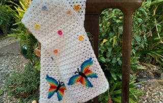 Finished crochet butterfly scarf