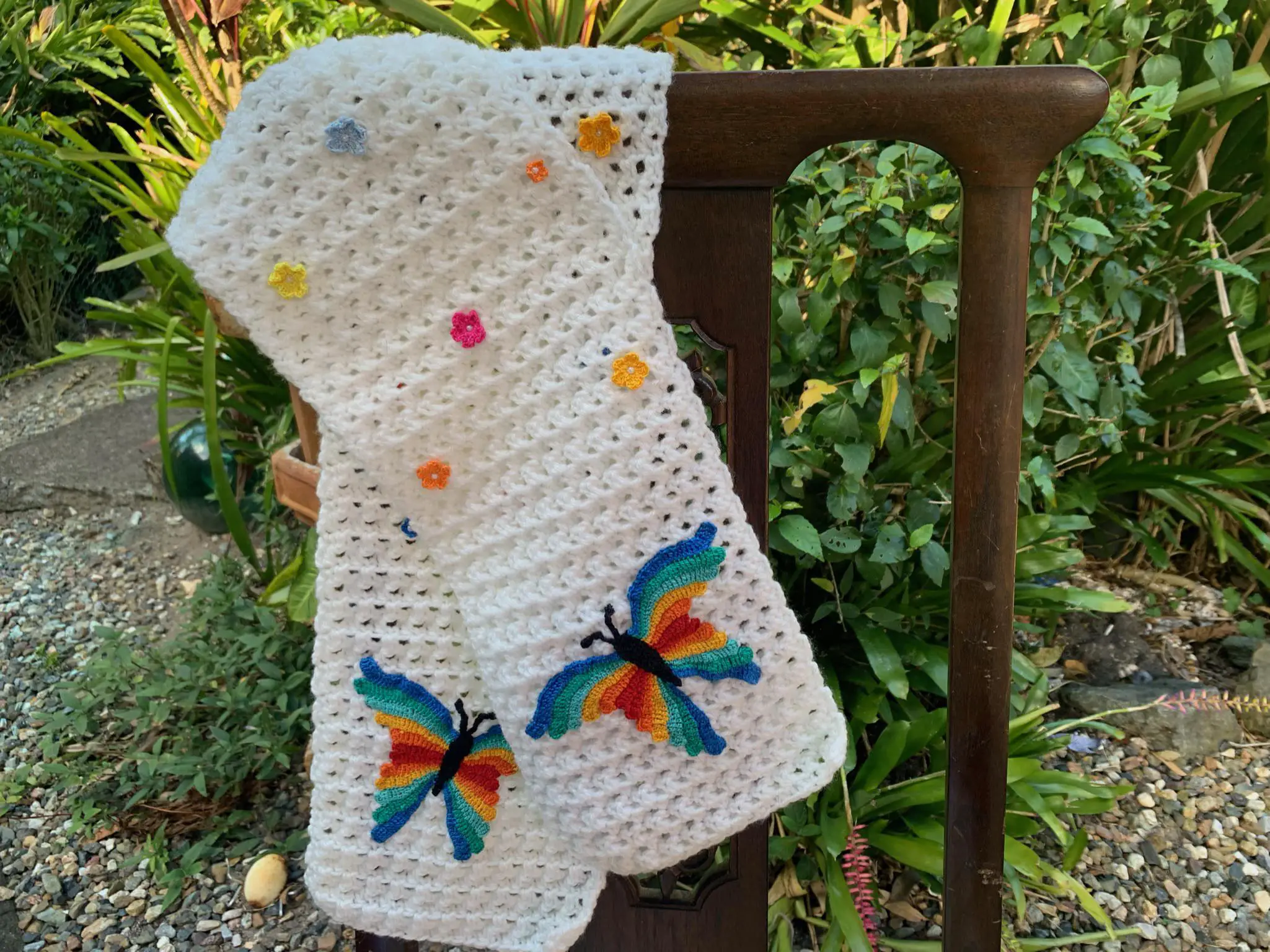 Felt Wool Scarf with butterfly patterns