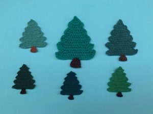 Finished crochet short pine tree 2 ply group landscape