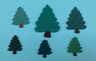 Finished crochet short pine tree 2 ply group landscape