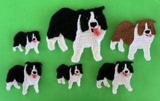 Finished crochet border collie 2 ply group landscape 2