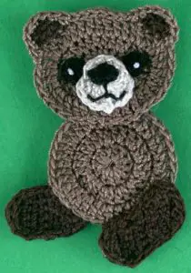 Crochet small teddy bear 2 ply body with left leg