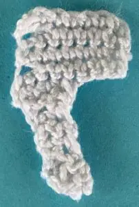 Crochet tri colored border collie 2 ply back leg first leg