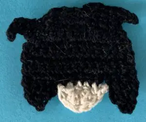 Crochet tri colored border collie 2 ply head bottom neatened
