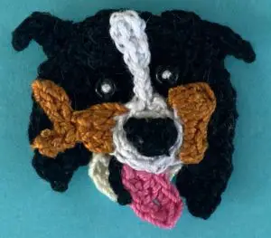 Crochet tri colored border collie 2 ply head with eyes