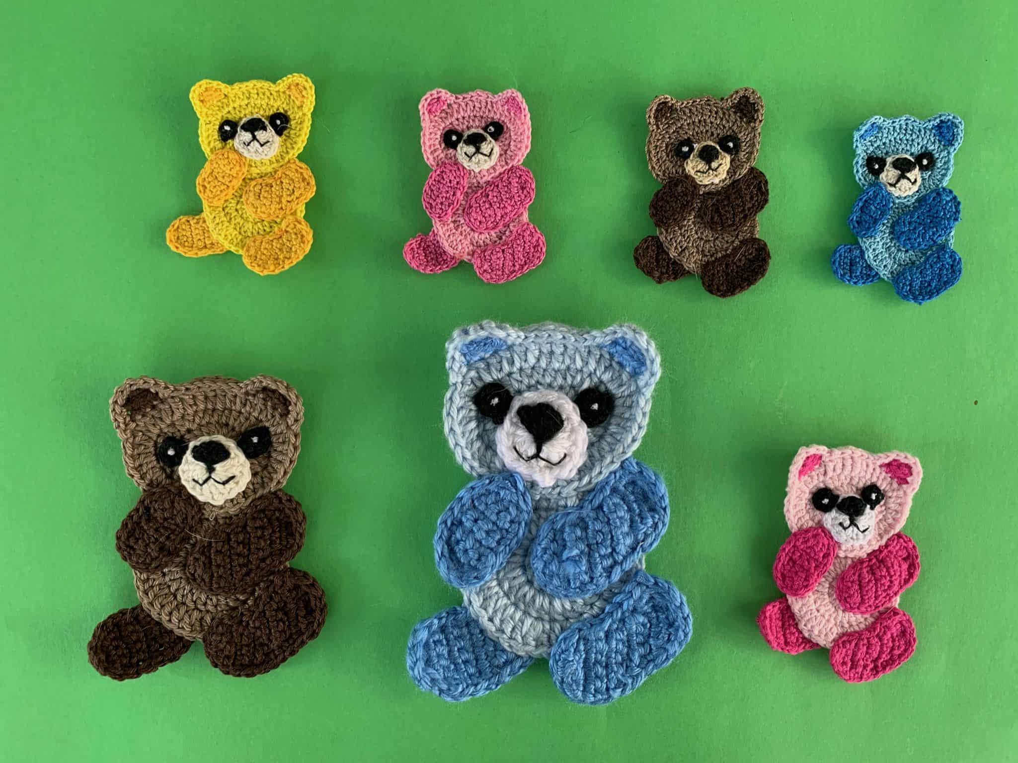 Finished crochet small teddy bear 2 ply group landscape