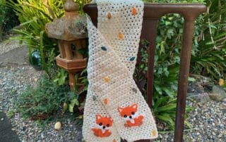 Finished crochet fox scarf landscape