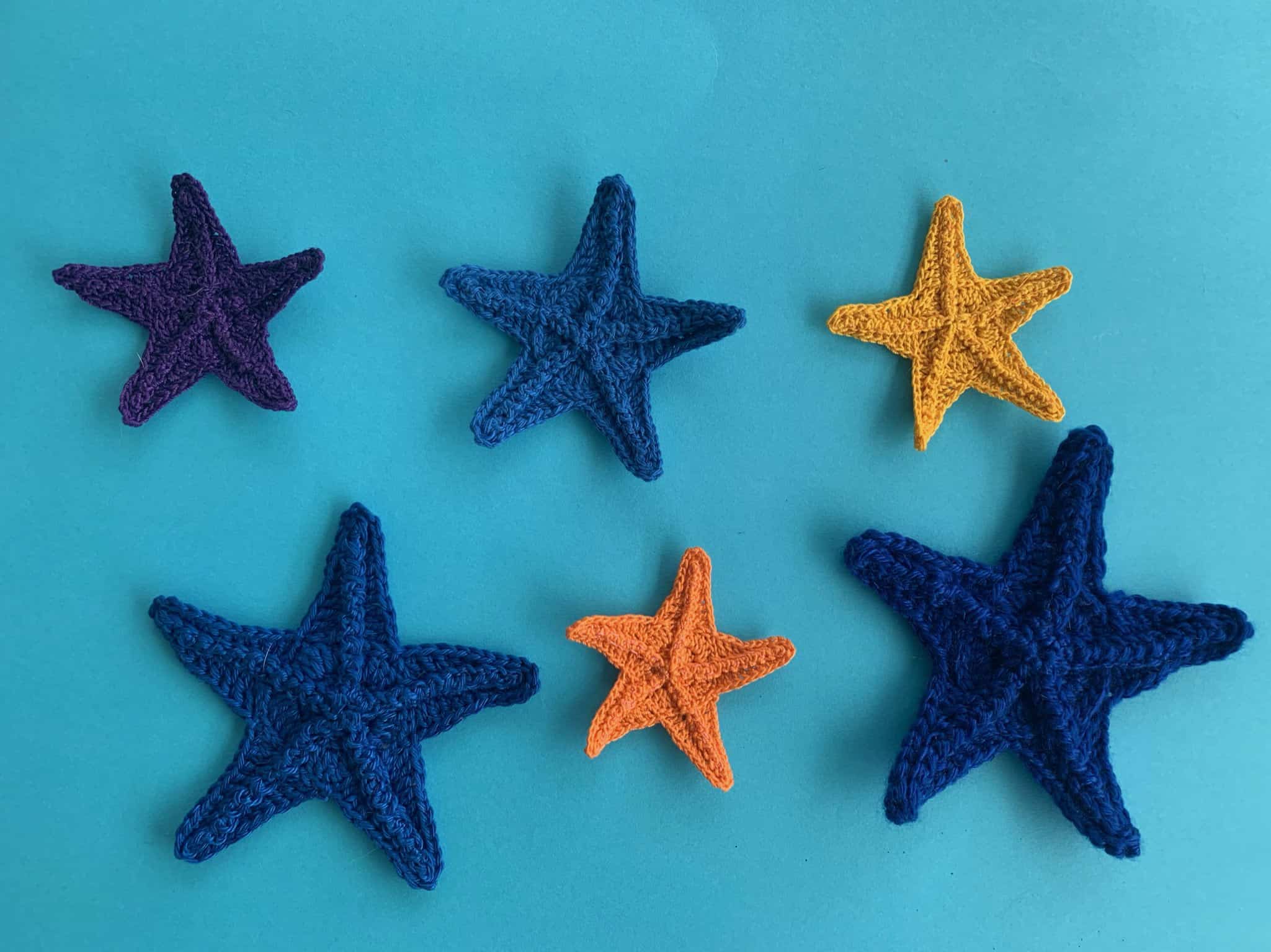Finished crochet starfish 2 ply group landscape