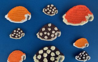 Finished crochet cowrie shell 2 ply group landscape