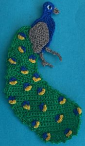 Crochet peacock 2 ply body with feathers