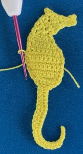 Crochet seahorse 2 ply joining for back fin