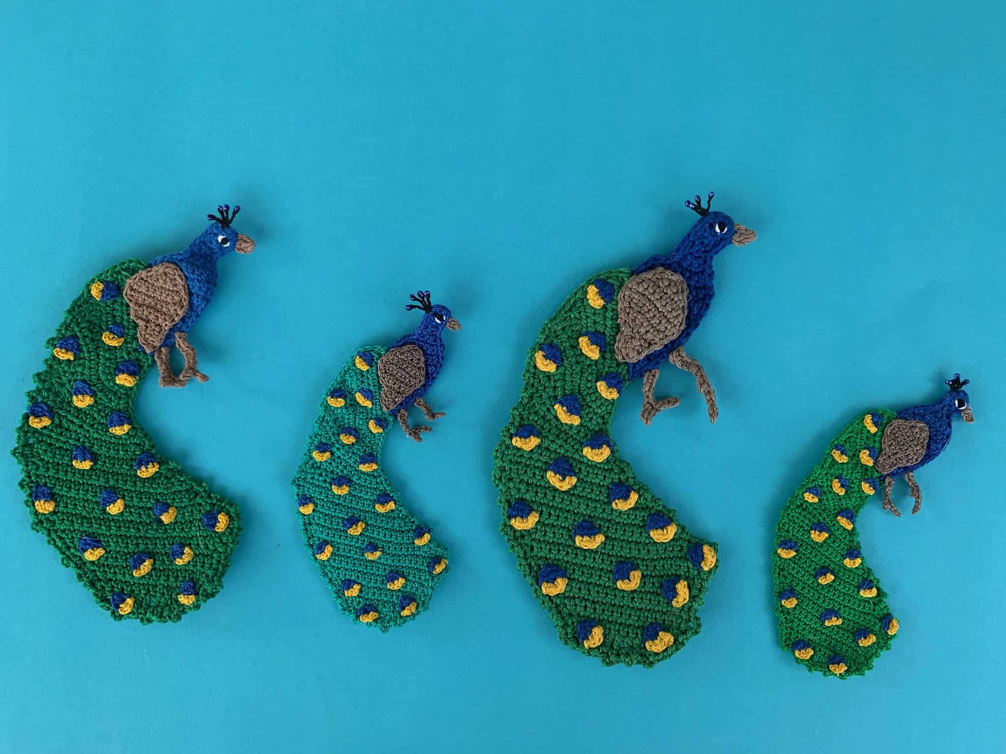 Finished crochet peacock 2 ply group landscape