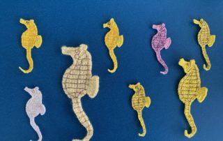 Finished crochet seahorse 2 ply group landscape