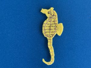 Finished crochet seahorse 2 ply landscape