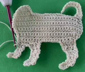 Crochet jack russell 2 ply joining for front leg neatening row
