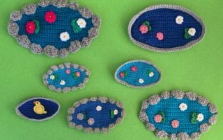 Finished crochet pond 2 ply group landscape