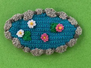 Finished crochet pond pattern 2 ply landscape