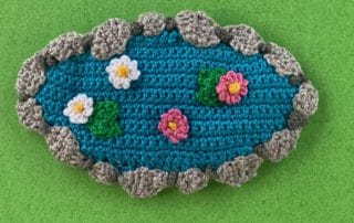 Finished crochet pond 2 ply landscape