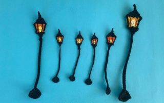 Finished crochet street light 2 ply group landscape