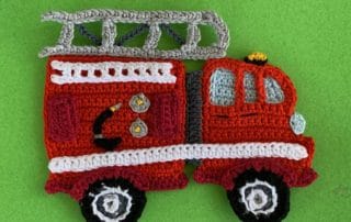 Finished crochet fire engine 4 ply landscape