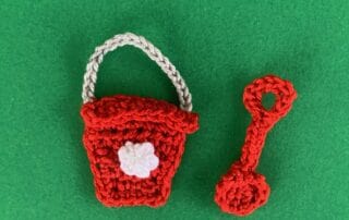 Finished crochet bucket and spade 2 ply landscape