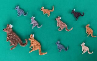Finished crochet kangaroo 2 ply group landscape