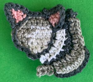 Crochet possum 2 ply second charcoal area