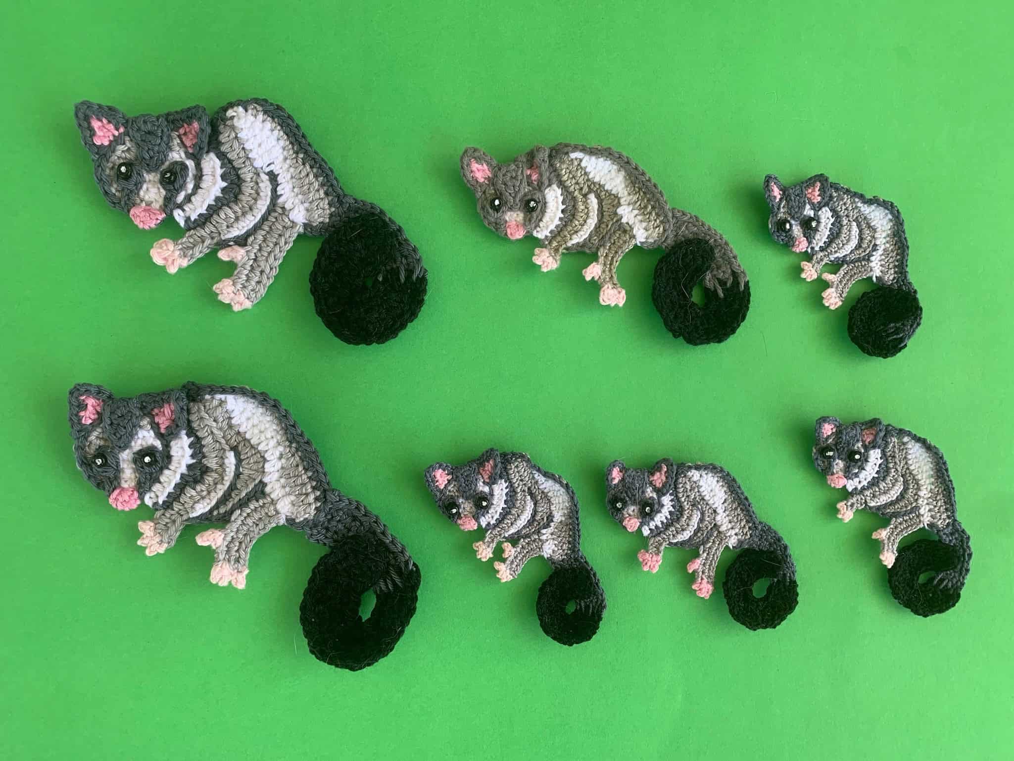Finished crochet possum 2 ply group landscape