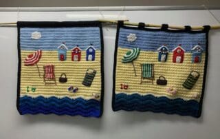 Finished crochet wall hanging group landscape