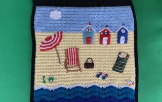 Finished crochet wall hanging landscape