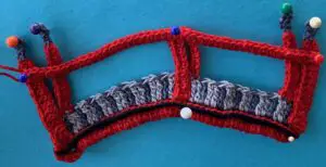 Crochet Japanese bridge 2 ply near top rail