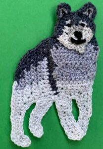 Crochet wolf 2 ply front legs stitched