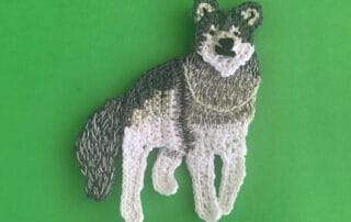 Finished crochet wolf 4 ply landscape