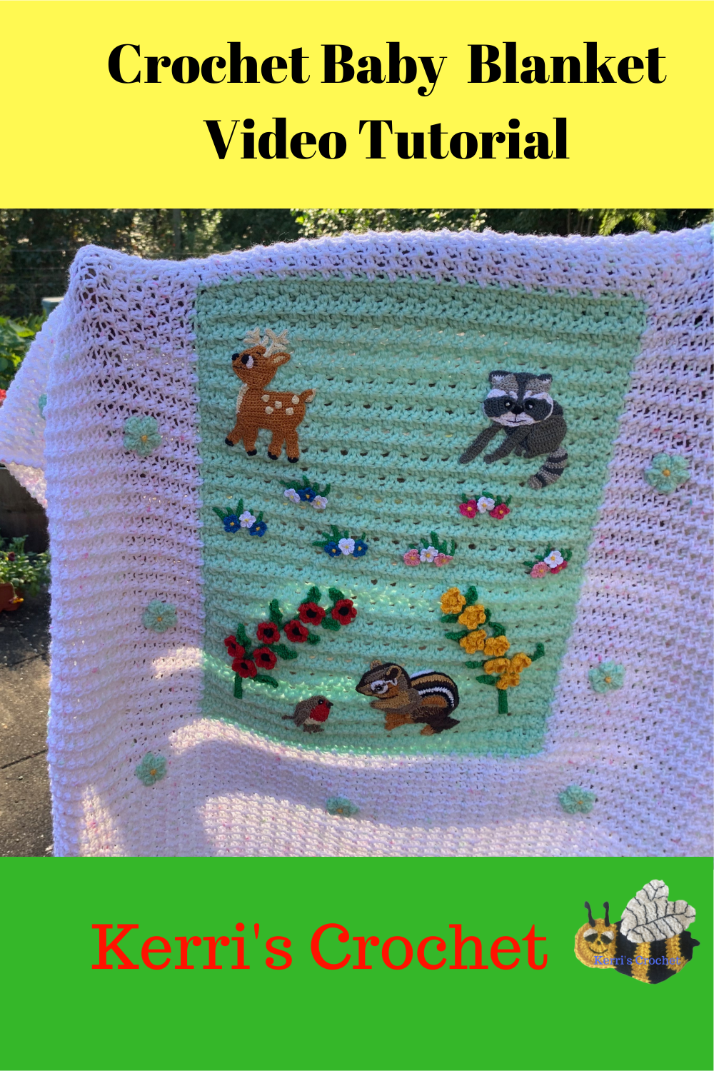 Crochet Baby Blanket with Picture Panel Tutorial • Kerri's Crochet