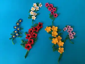 Finished crochet flower 2 ply group landscape
