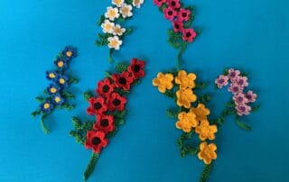 Finished crochet flower 2 ply group landscape