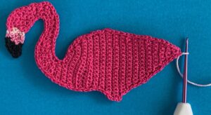 Crochet standing flamingo 2 ply joining for tail