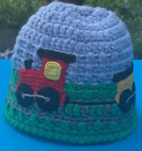 Decorating train track beanie design 3 1