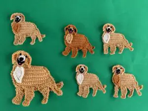 Finished crochet golden retriever 2 ply group landscape