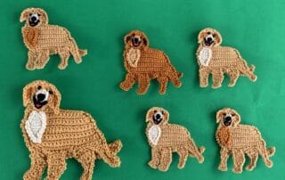 Finished crochet golden retriever 2 ply group landscape
