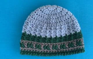 Finished train track beanie landscape
