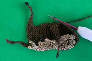 Crochet moose 2 ply joining for far front leg