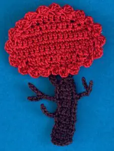 Crochet tree 2 ply trunk with large leaves