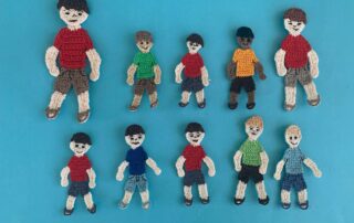 Finished crochet boy 2 ply group landscape