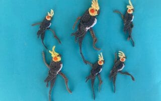 Finished crochet cockatiel 2 ply group landscape
